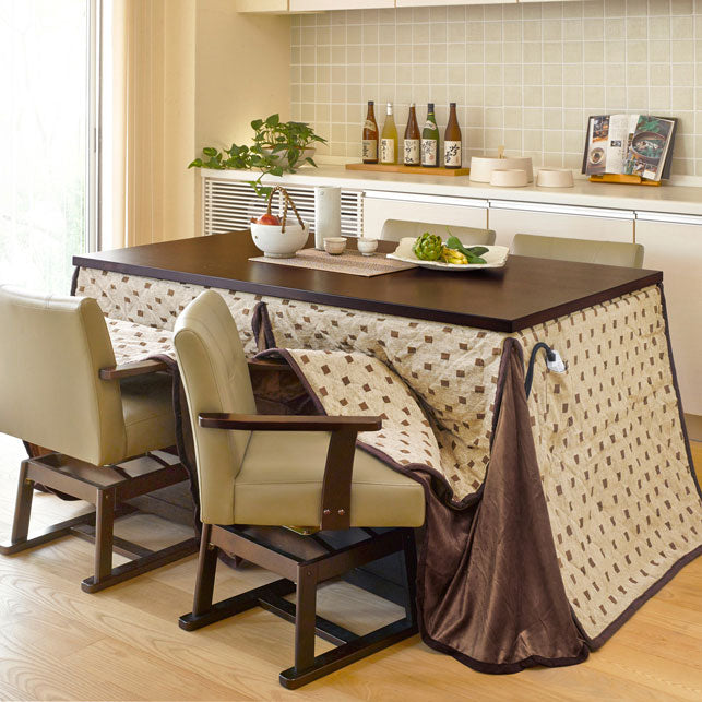 ダイニングテーブル・チェア・こたつ布団6点セット 幅150cm 高さ6段階調節※開梱設置サービス付き