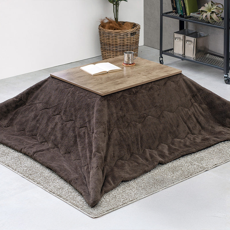 ヴィンテージテイストなコンパクトこたつテーブル+なめらかな肌触りのこたつ掛け布団セット