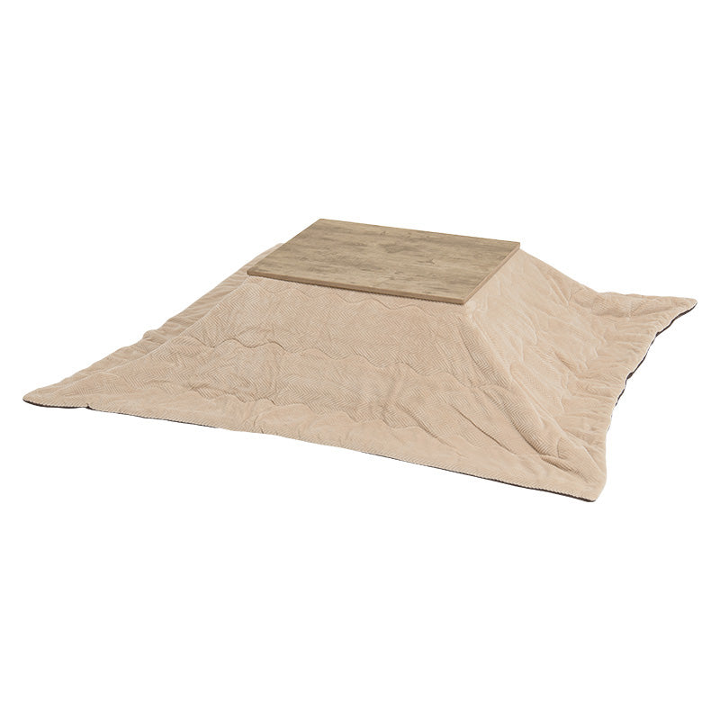 ヴィンテージテイストなコンパクトこたつテーブル+なめらかな肌触りのこたつ掛け布団セット