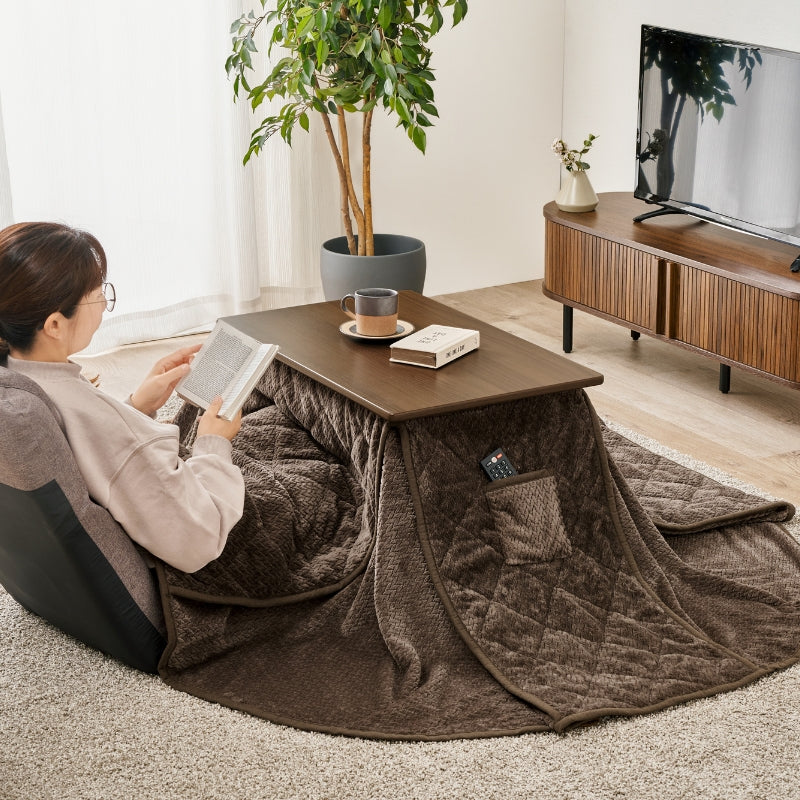 1人用こたつセット 70×45cm 高さ6段階 座椅子にもチェアにも合わせられる昇降式こたつデスク