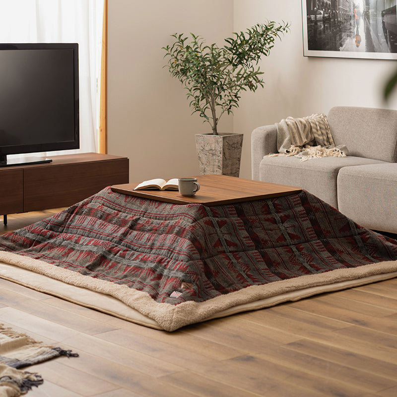 薄掛けこたつ布団 正方形 アクリル混素材でふっくら暖かい お部屋のアクセントになる2色展開