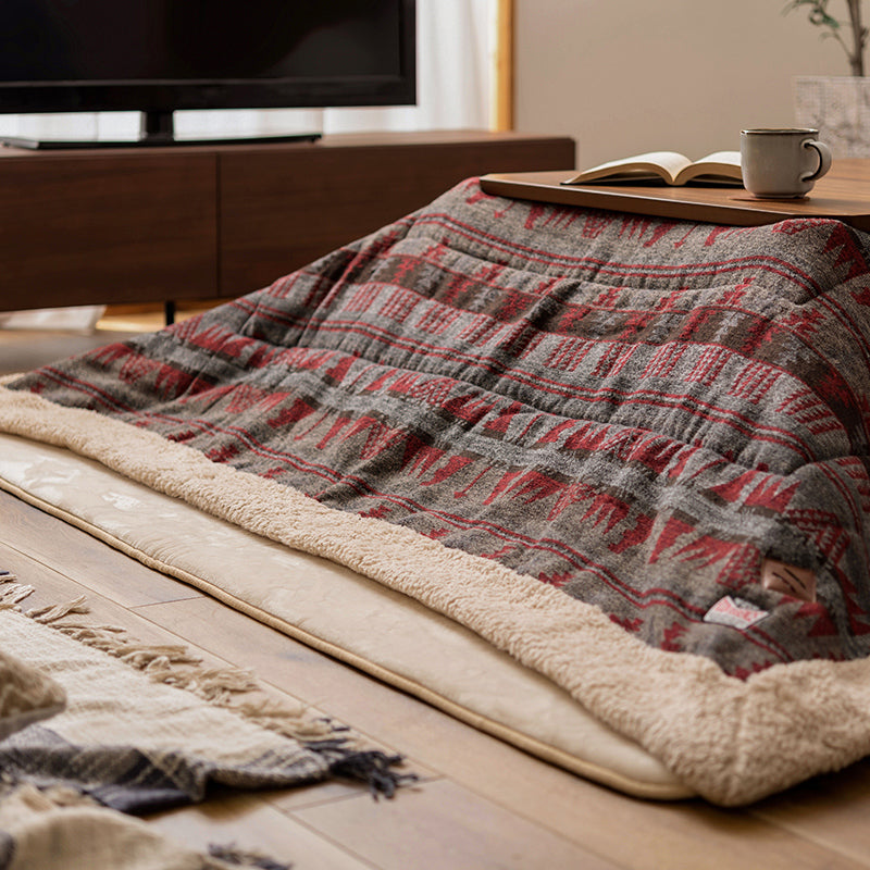 薄掛けこたつ布団 正方形 アクリル混素材でふっくら暖かい お部屋のアクセントになる2色展開