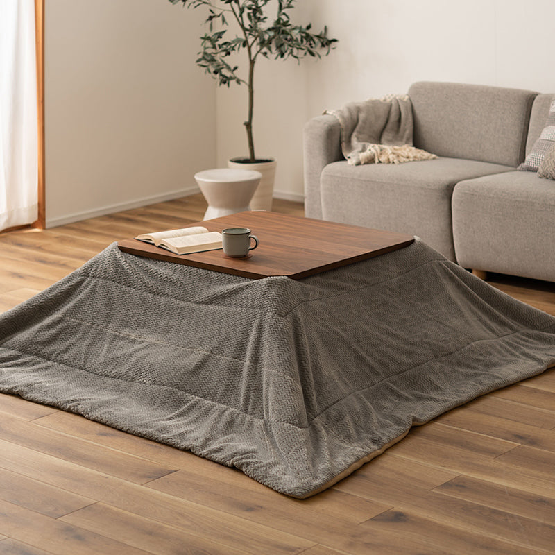 薄掛けこたつ布団 正方形 ずっと触れていたくなるなめらか立体柄 裏面フリースで熱を逃さない