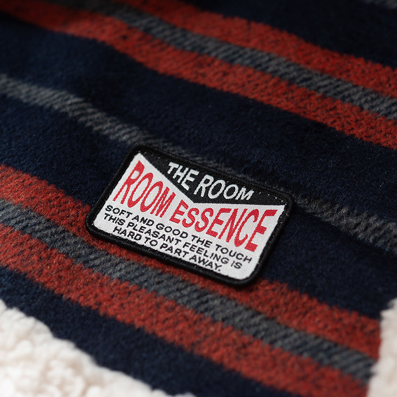 薄掛けこたつ布団 長方形 もこもこシープボアで熱を逃がさない 3色ストライプがおしゃれな高保温タイプ