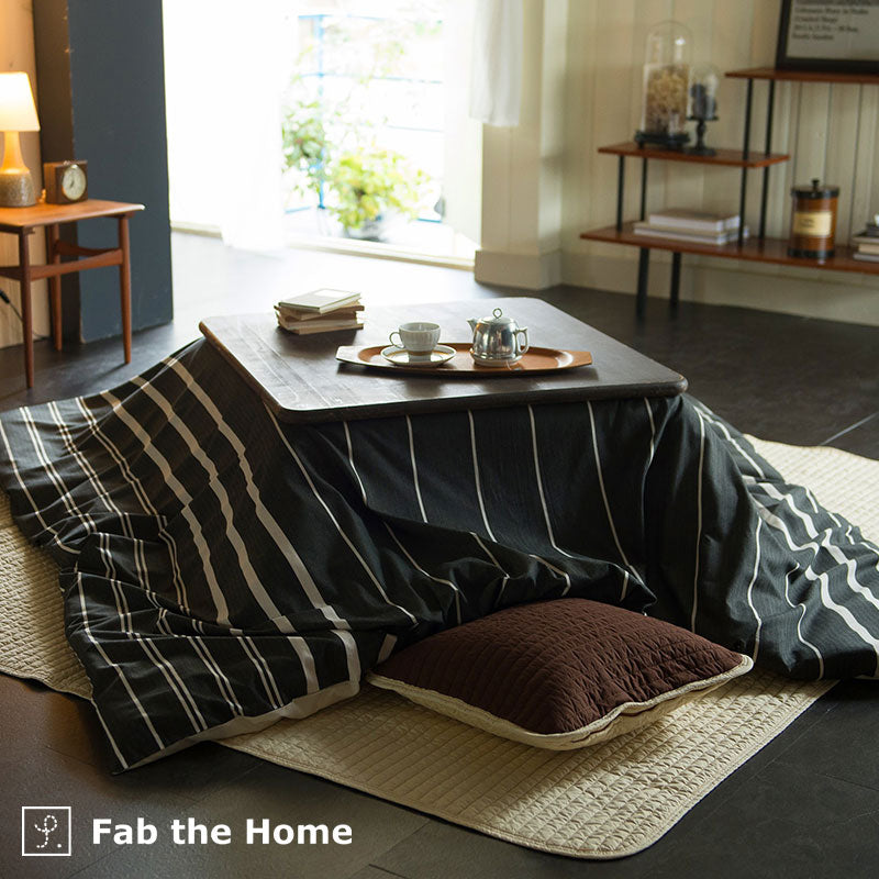 ヘリンボーン織りが心地よいモノトーンボーダーこたつ布団カバー ゼブラノ【Fab the Home】