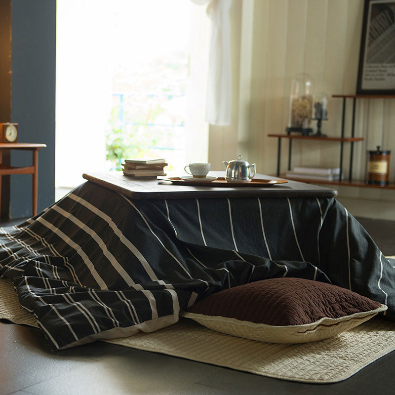 ヘリンボーン織りが心地よいモノトーンボーダーこたつ布団カバー ゼブラノ【Fab the Home】