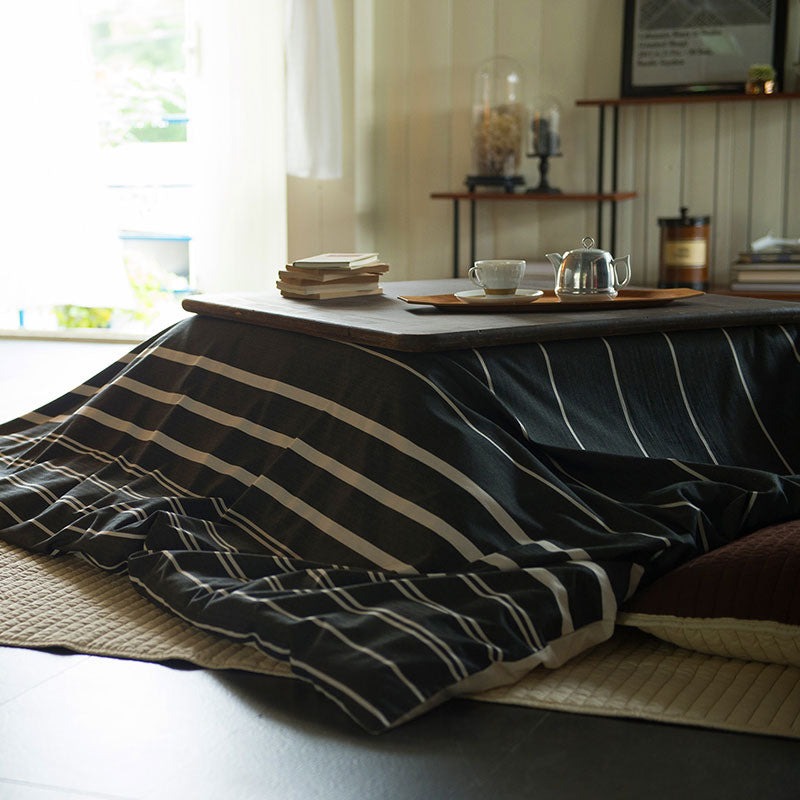 ヘリンボーン織りが心地よいモノトーンボーダーこたつ布団カバー ゼブラノ【Fab the Home】
