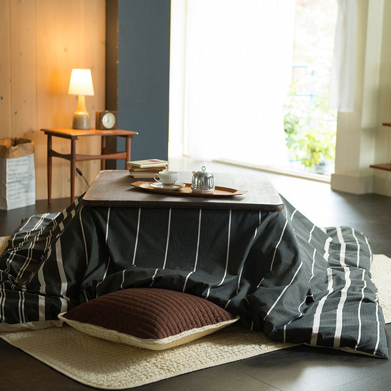 ヘリンボーン織りが心地よいモノトーンボーダーこたつ布団カバー ゼブラノ【Fab the Home】