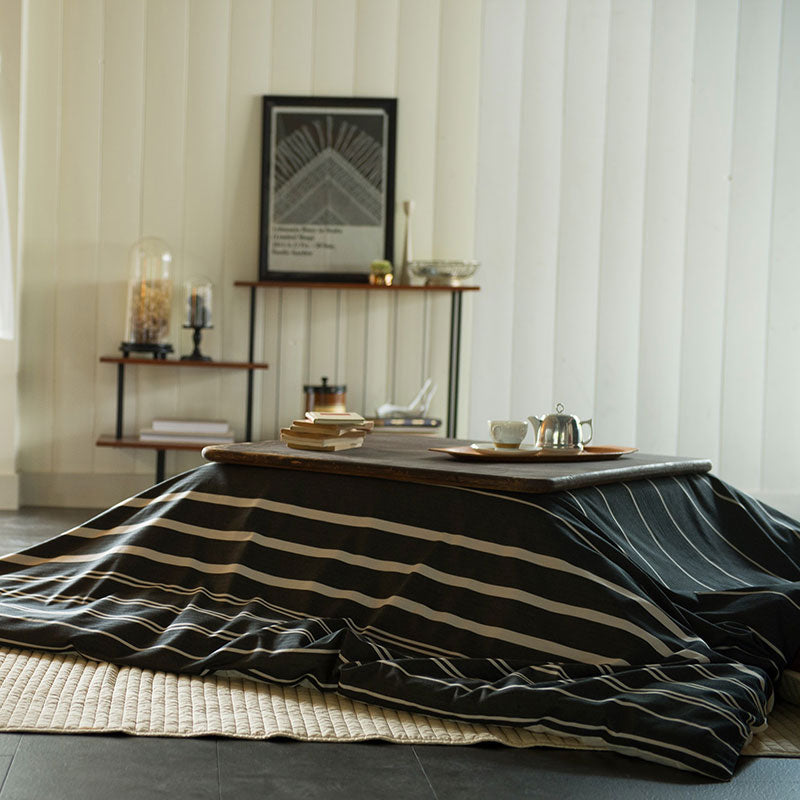 ヘリンボーン織りが心地よいモノトーンボーダーこたつ布団カバー ゼブラノ【Fab the Home】