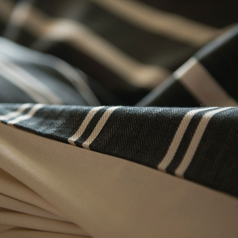 ヘリンボーン織りが心地よいモノトーンボーダーこたつ布団カバー ゼブラノ【Fab the Home】