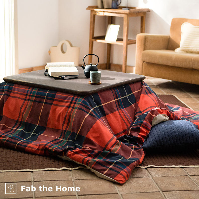 色糸が作るコントラストが美しいツイルチェックこたつ布団カバー ハイランド【Fab the Home】