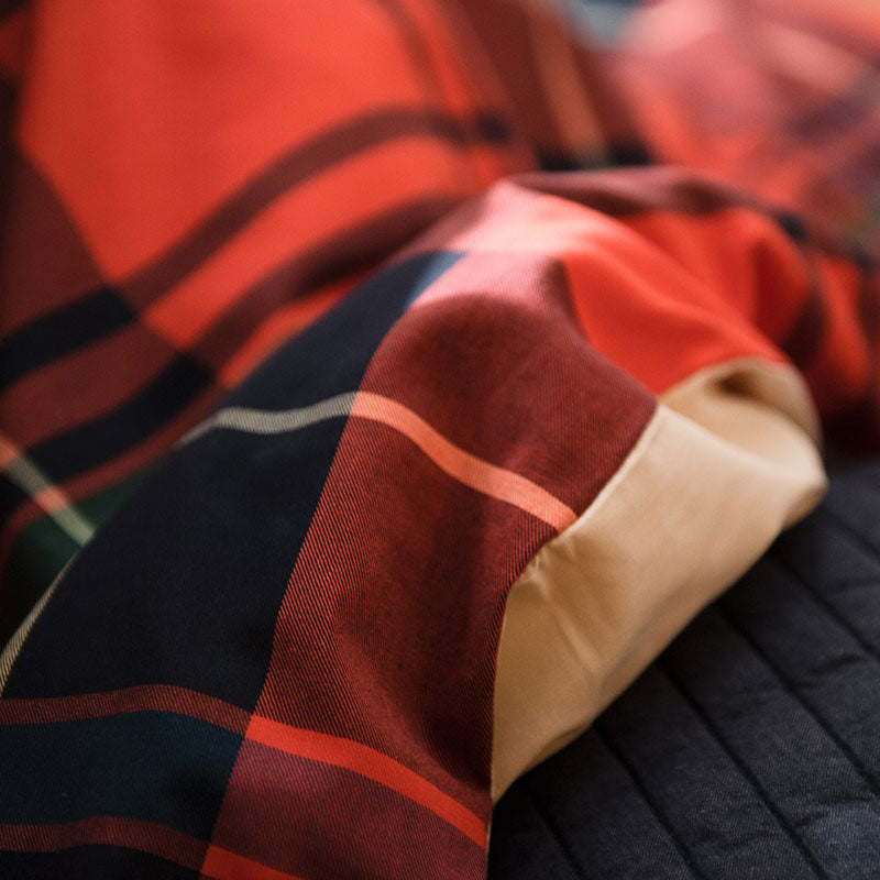 色糸が作るコントラストが美しいツイルチェックこたつ布団カバー ハイランド【Fab the Home】