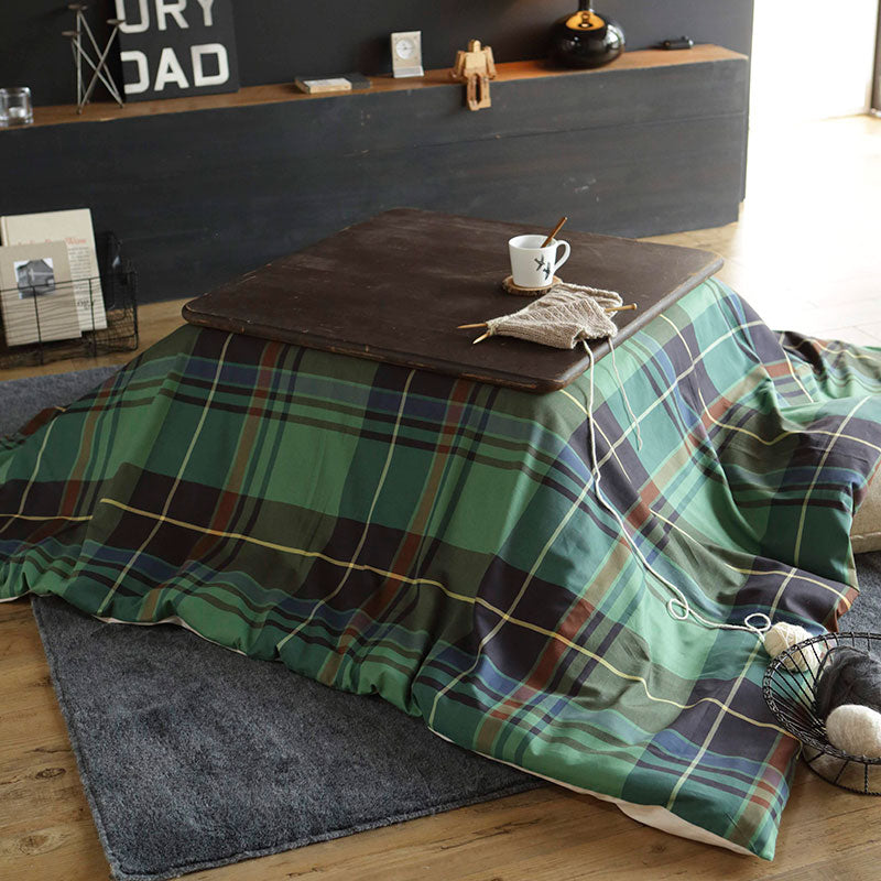 色糸が作るコントラストが美しいツイルチェックこたつ布団カバー ハイランド【Fab the Home】