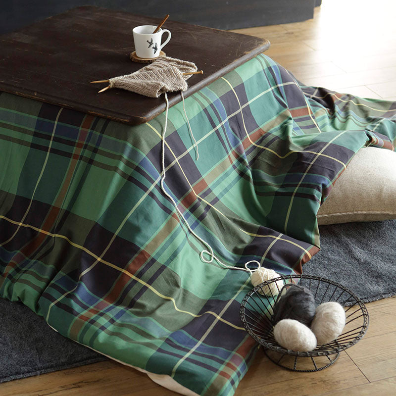 色糸が作るコントラストが美しいツイルチェックこたつ布団カバー ハイランド【Fab the Home】