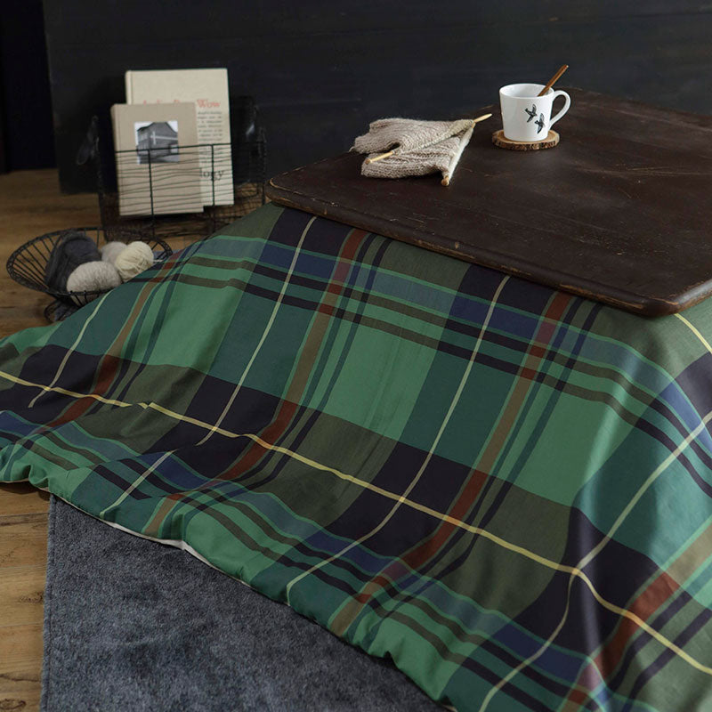 色糸が作るコントラストが美しいツイルチェックこたつ布団カバー ハイランド【Fab the Home】