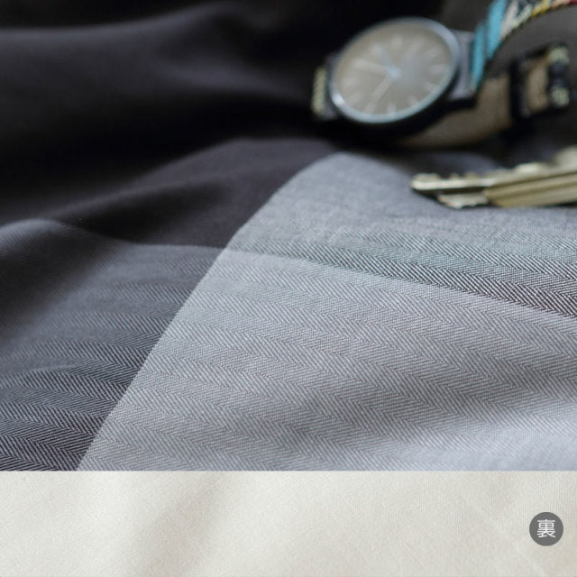 ネイビーが印象的なツイル織りのブロックチェックこたつ布団カバー キースリー【Fab the Home】