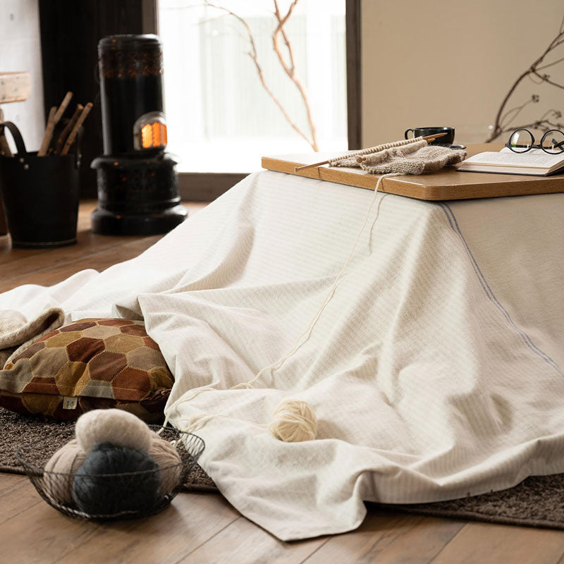 上品なストーン系にブルーが効いた先染めフランネルボーダーこたつ布団カバー レヴィ【Fab the Home】