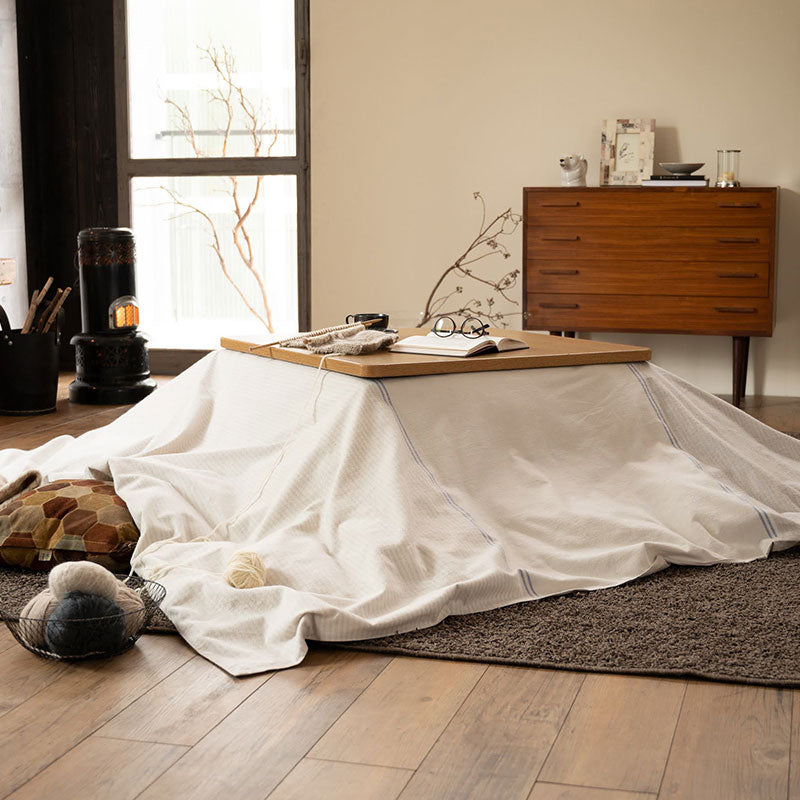 上品なストーン系にブルーが効いた先染めフランネルボーダーこたつ布団カバー レヴィ【Fab the Home】