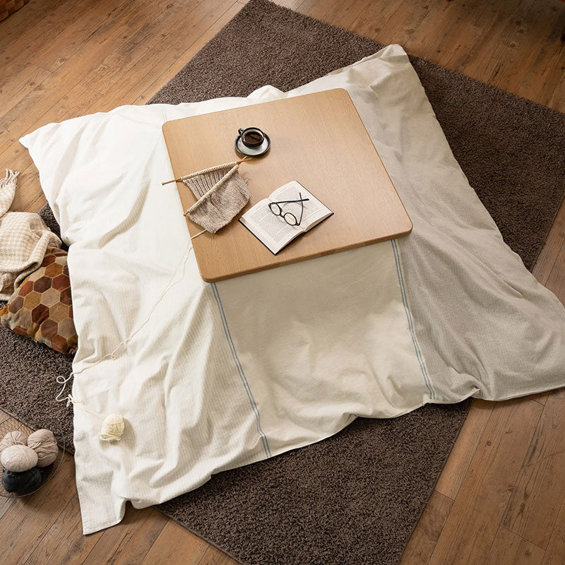 上品なストーン系にブルーが効いた先染めフランネルボーダーこたつ布団カバー レヴィ【Fab the Home】