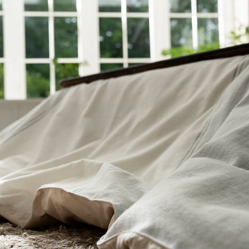 上品なストーン系にブルーが効いた先染めフランネルボーダーこたつ布団カバー レヴィ【Fab the Home】