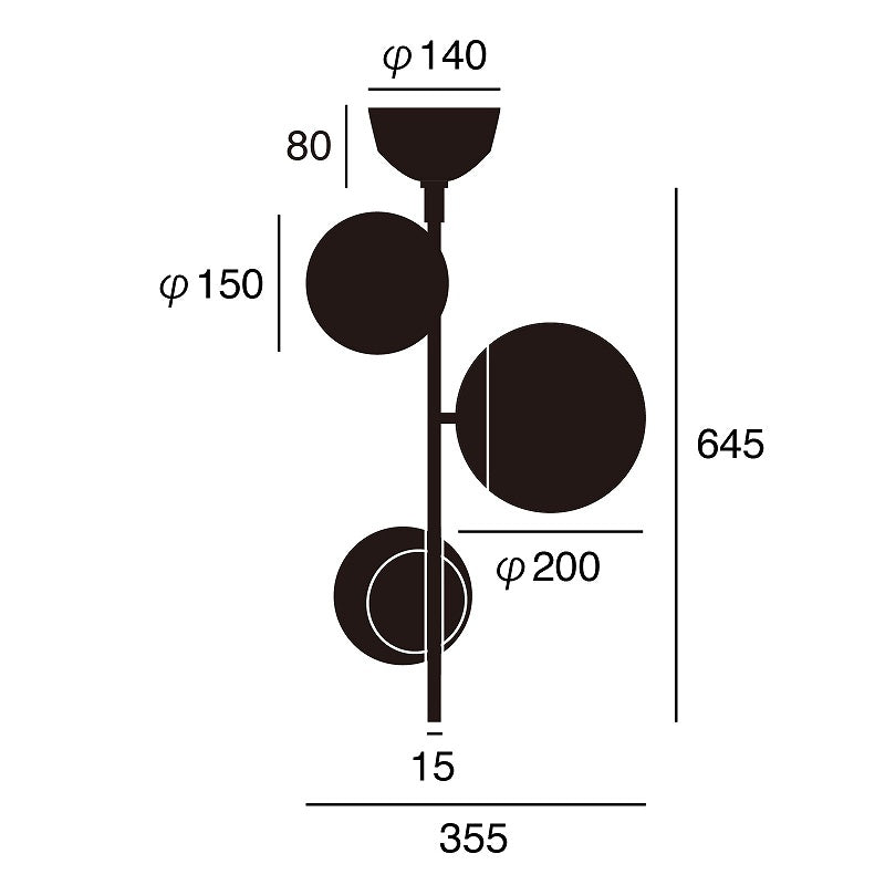 ガラスグローブを使用したシーリングライト Bliss vertical3-ceiling light