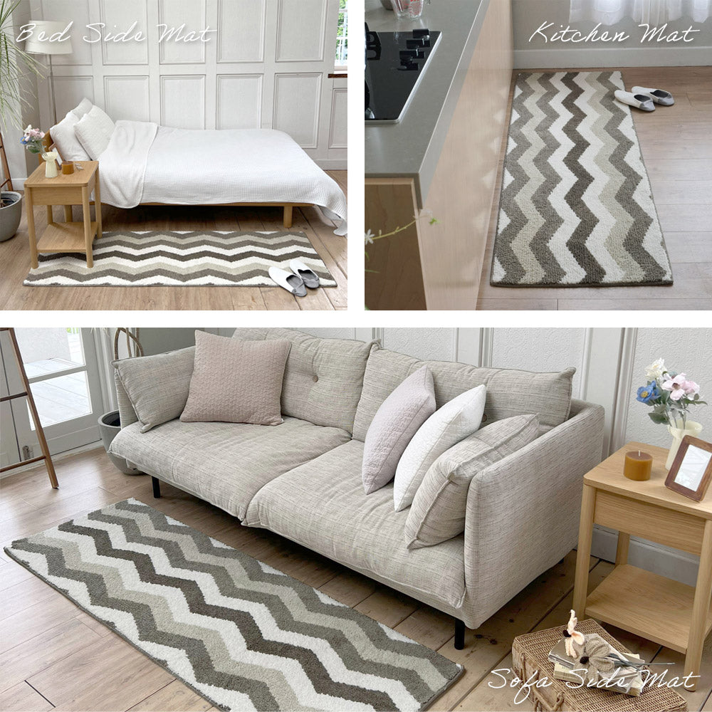 洗える抗菌防臭防ダニ デザインロングマット キッチンマット