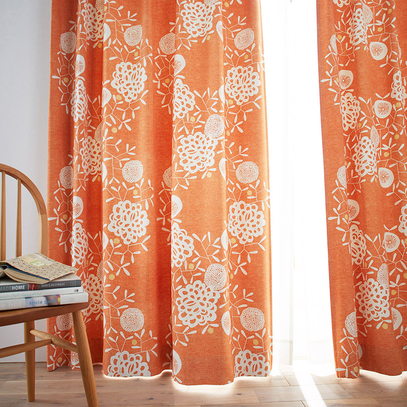 【サイズオーダー】リースを大きくあしらった北欧デザイン遮光2級カーテン 1枚入り