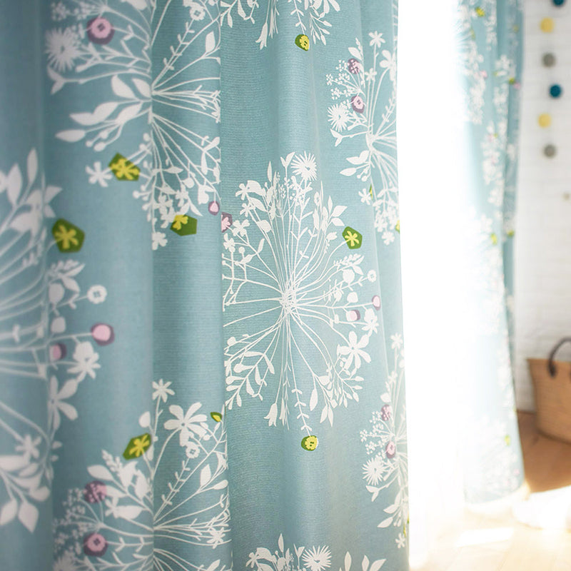 【サイズオーダー】綺麗なシルエットの植物を大胆かつ繊細に並べた北欧デザイン遮光2級カーテン 1枚入り