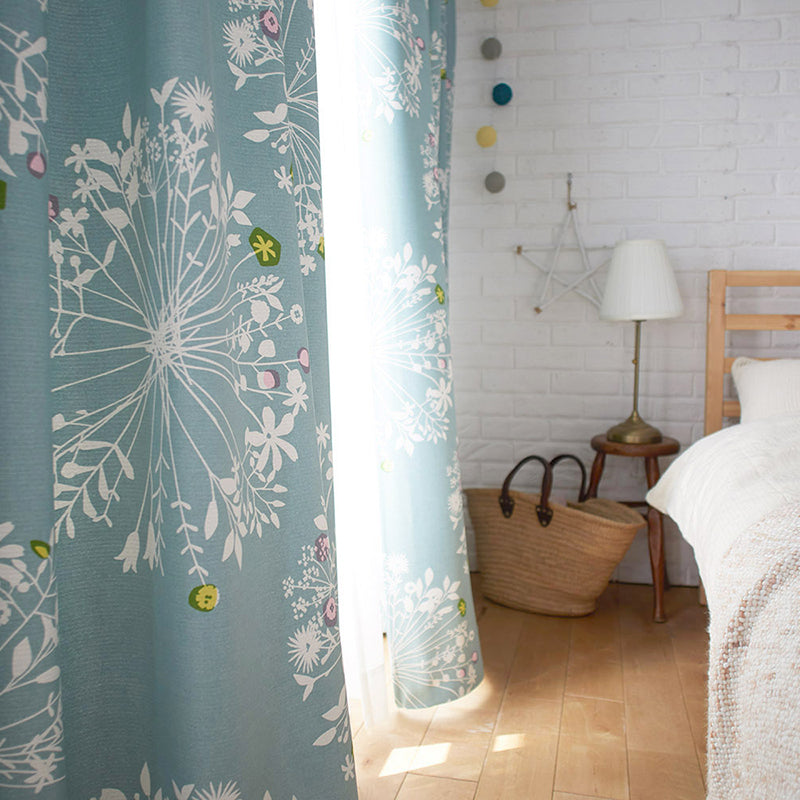 【サイズオーダー】綺麗なシルエットの植物を大胆かつ繊細に並べた北欧デザイン遮光2級カーテン 1枚入り