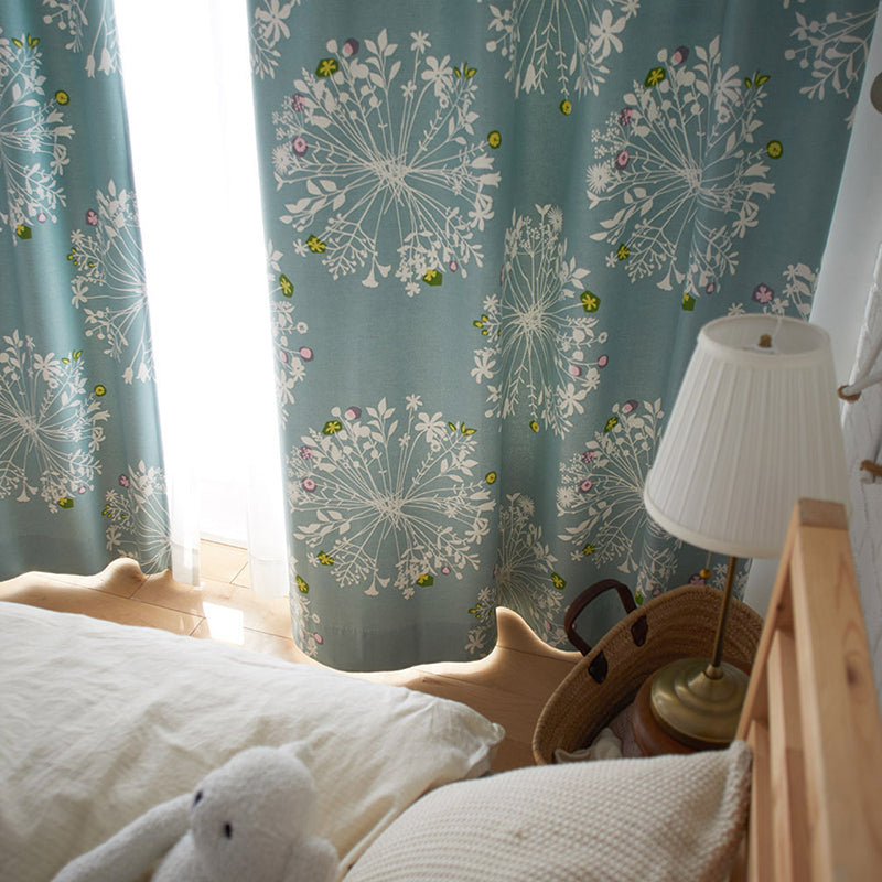 【サイズオーダー】綺麗なシルエットの植物を大胆かつ繊細に並べた北欧デザイン遮光2級カーテン 1枚入り