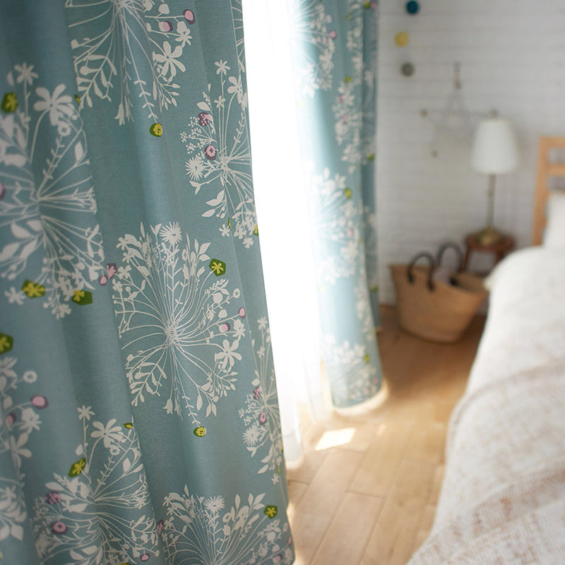 【サイズオーダー】綺麗なシルエットの植物を大胆かつ繊細に並べた北欧デザイン遮光2級カーテン 1枚入り