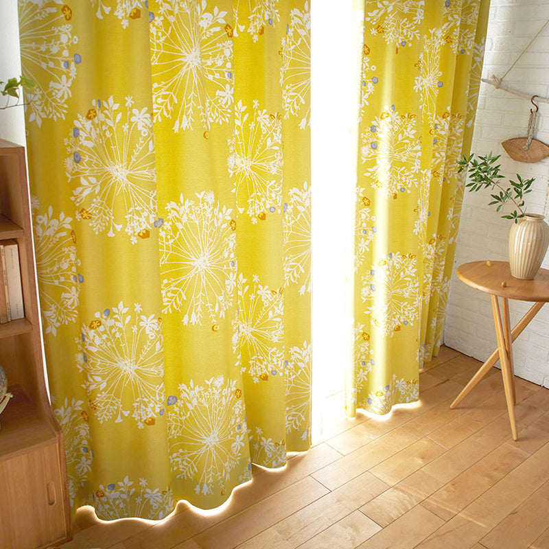 【サイズオーダー】綺麗なシルエットの植物を大胆かつ繊細に並べた北欧デザイン遮光2級カーテン 1枚入り