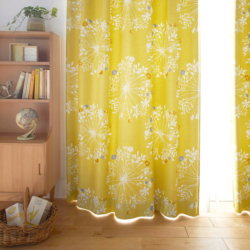 【サイズオーダー】綺麗なシルエットの植物を大胆かつ繊細に並べた北欧デザイン遮光2級カーテン 1枚入り