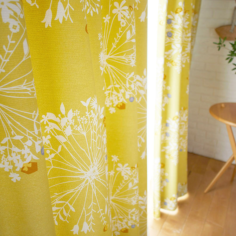 【サイズオーダー】綺麗なシルエットの植物を大胆かつ繊細に並べた北欧デザイン遮光2級カーテン 1枚入り