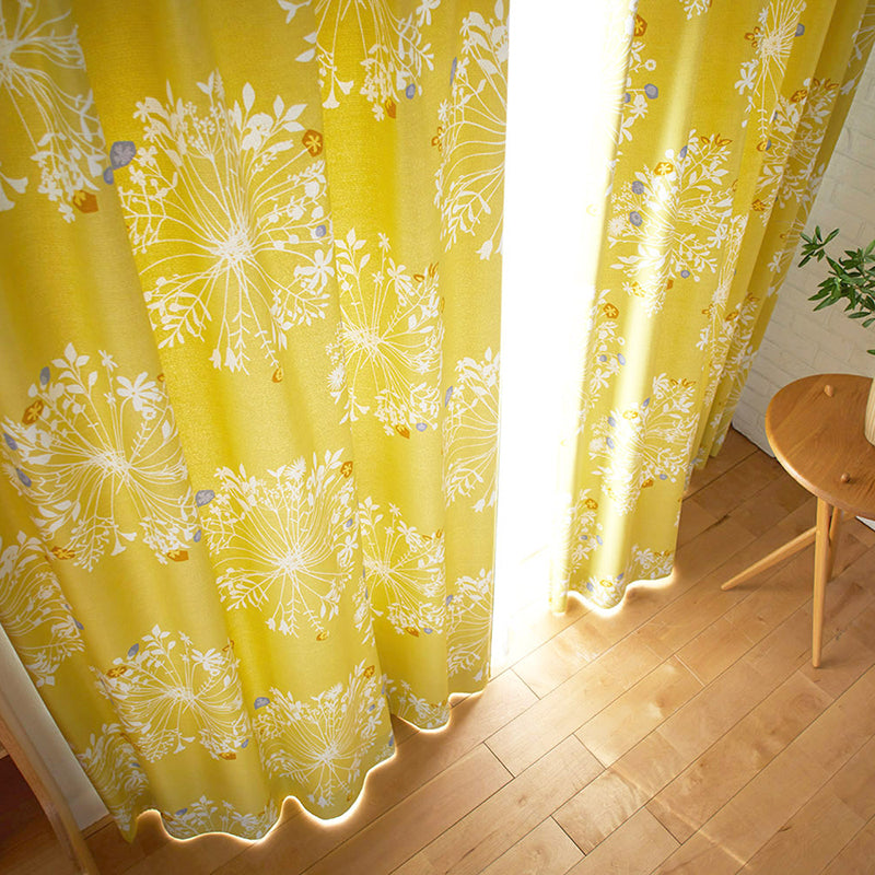 【サイズオーダー】綺麗なシルエットの植物を大胆かつ繊細に並べた北欧デザイン遮光2級カーテン 1枚入り