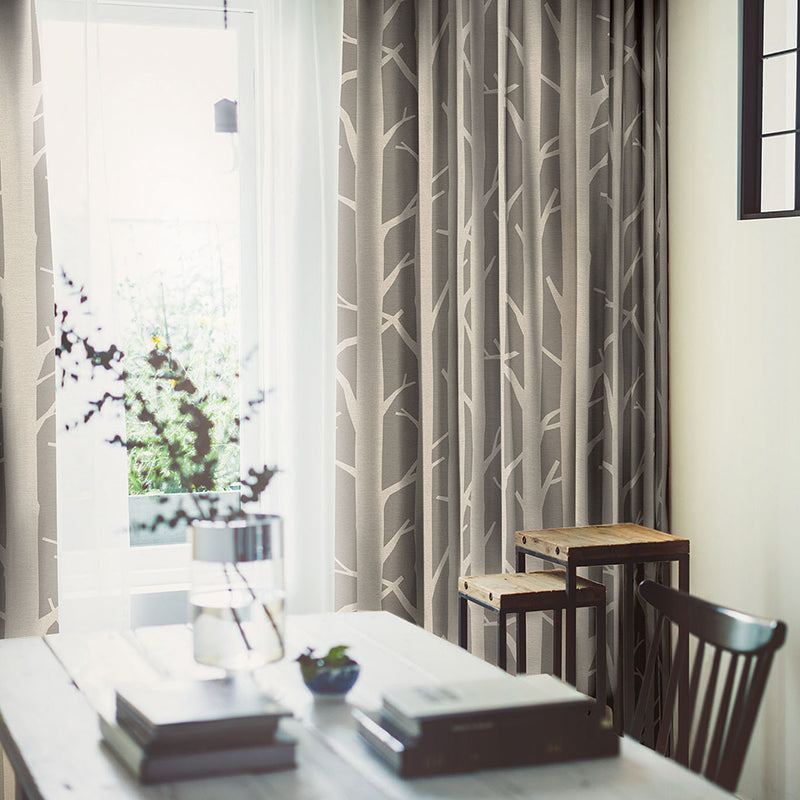 【サイズオーダー】生地を白樺の木肌に見立てたシンプルな遮光カーテン 1枚入り