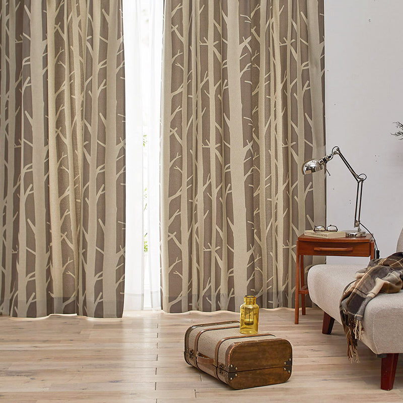 【サイズオーダー】生地を白樺の木肌に見立てたシンプルな遮光カーテン 1枚入り