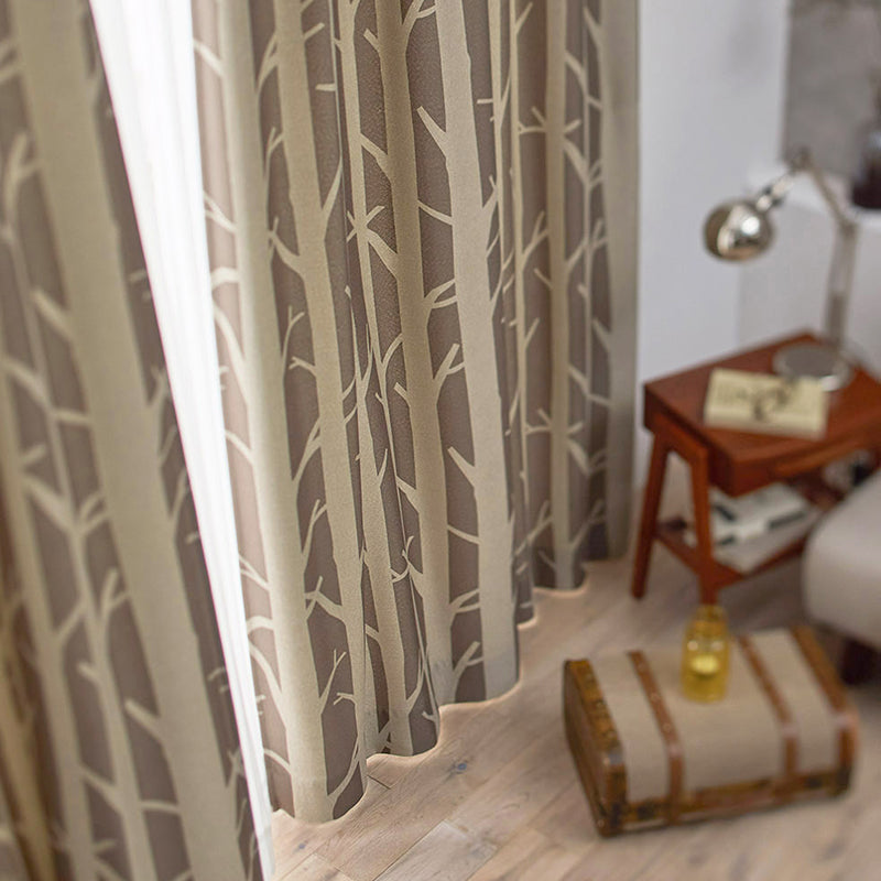 【サイズオーダー】生地を白樺の木肌に見立てたシンプルな遮光カーテン 1枚入り