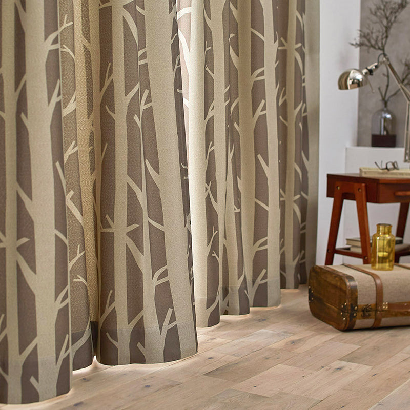 【サイズオーダー】生地を白樺の木肌に見立てたシンプルな遮光カーテン 1枚入り