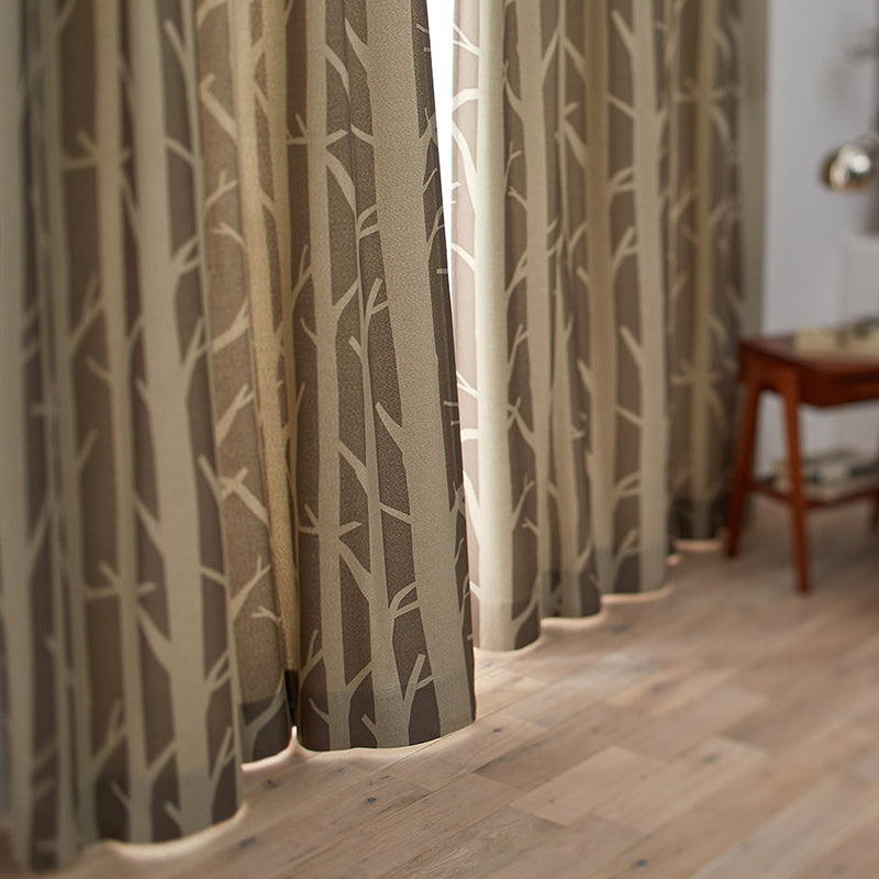 【サイズオーダー】生地を白樺の木肌に見立てたシンプルな遮光カーテン 1枚入り