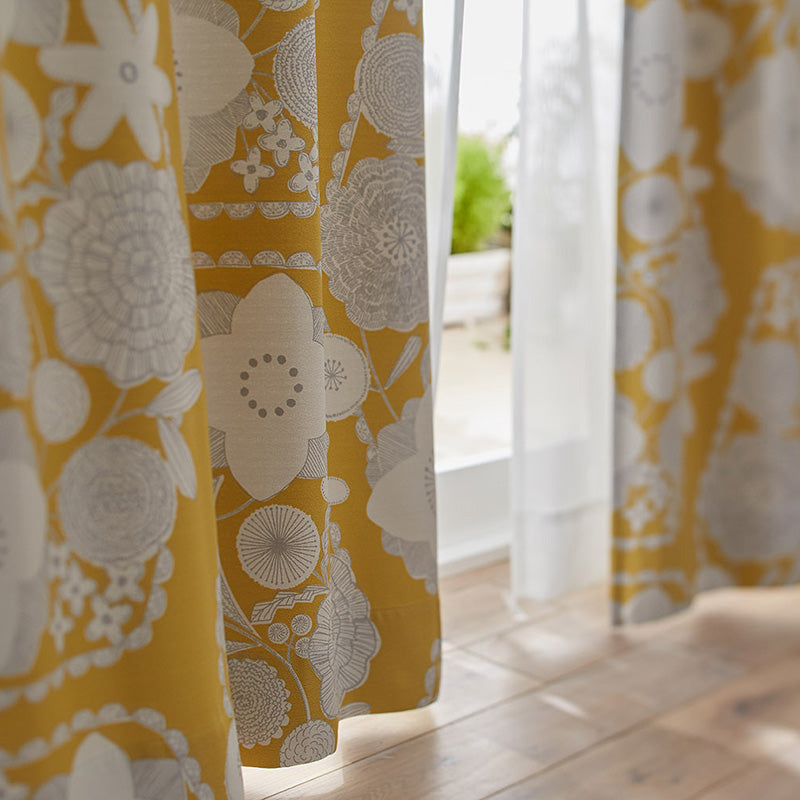 【サイズオーダー】大小の花が集まった北欧デザイン遮光カーテン 1枚入り