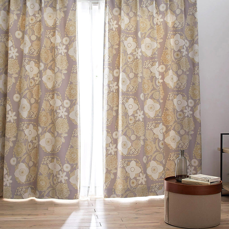 【サイズオーダー】大小の花が集まった北欧デザイン遮光カーテン 1枚入り