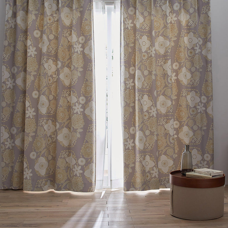 【サイズオーダー】大小の花が集まった北欧デザイン遮光カーテン 1枚入り