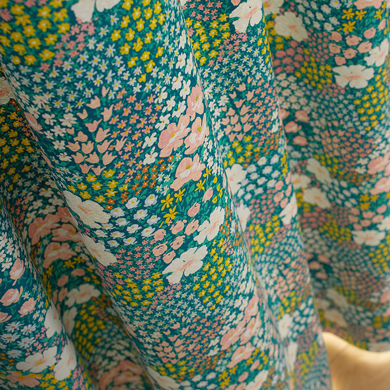 【サイズオーダー】水彩画で描かれたお花畑がお部屋を彩る北欧デザイン遮光2級カーテン 1枚入り