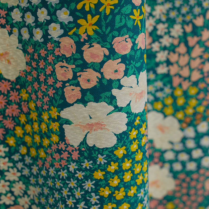 【サイズオーダー】水彩画で描かれたお花畑がお部屋を彩る北欧デザイン遮光2級カーテン 1枚入り