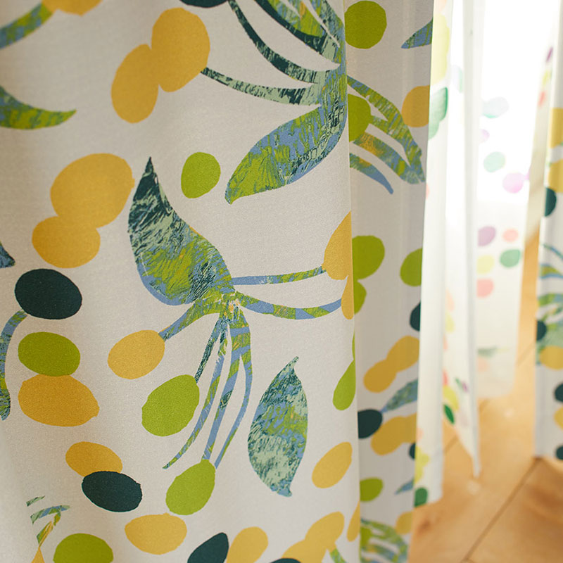 【サイズオーダー】油絵の具のようなテクスチャーをプリントで表現した北欧デザイン遮光2級カーテン 1枚入り