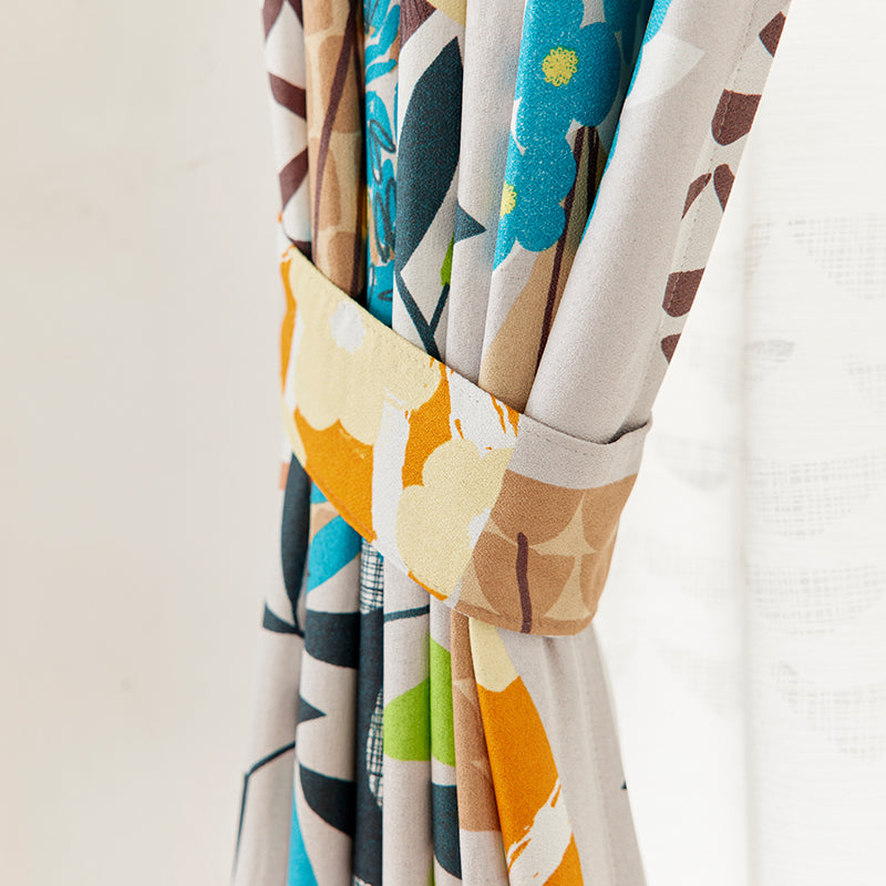 【サイズオーダー】可愛いフラワーベースと植物を楽しむボタニカルデザイン遮光2級・3級カーテン 1枚入り