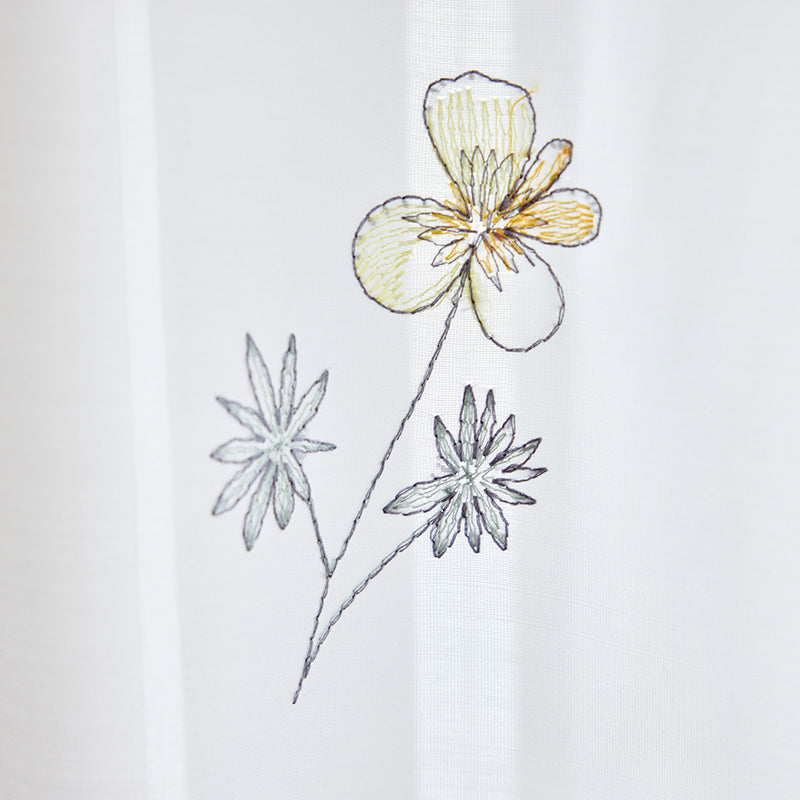 【サイズオーダー】道ばたに咲いている草花をデザインしたレースカーテン 1枚入り