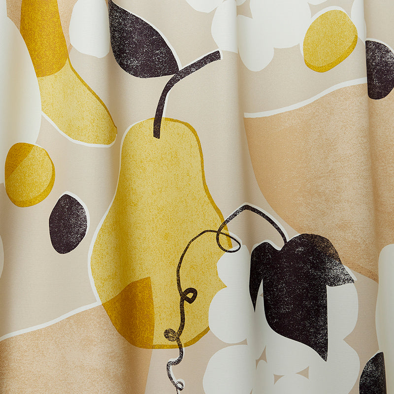 【サイズオーダー】レトロポスターからインスピレーションを受けたフルーツ柄遮光2級カーテン 1枚入り