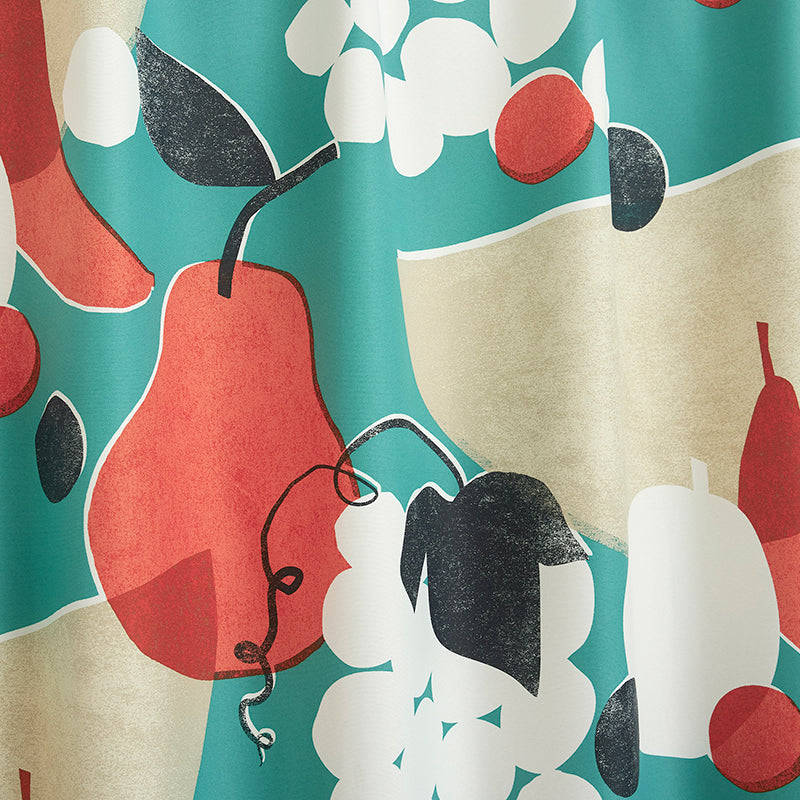 【サイズオーダー】レトロポスターからインスピレーションを受けたフルーツ柄遮光2級カーテン 1枚入り